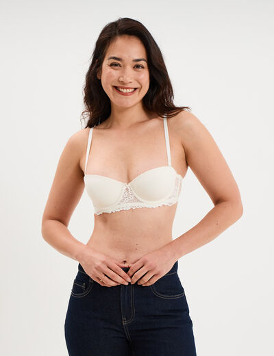 Soutien-gorge balconnet micro dentelle blanc femme