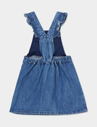 Robe salopette en jean avec volants denim stone bébé fille