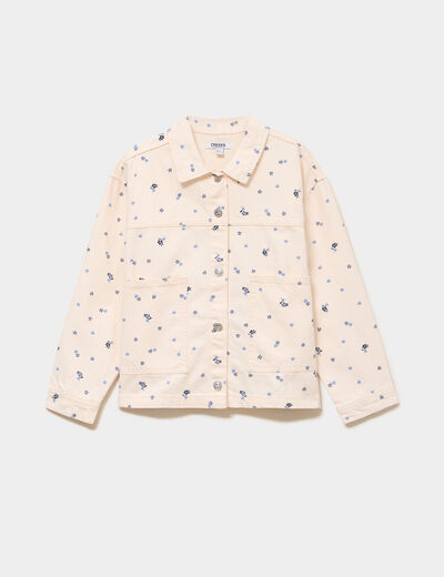 Veste boutonn&eacute;e coton beige fille