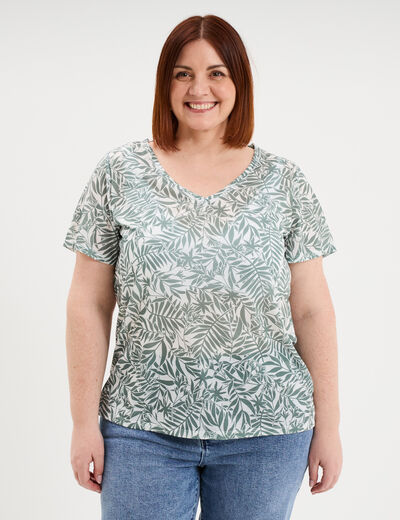 T-shirt manches courtes ecru femme grande taille