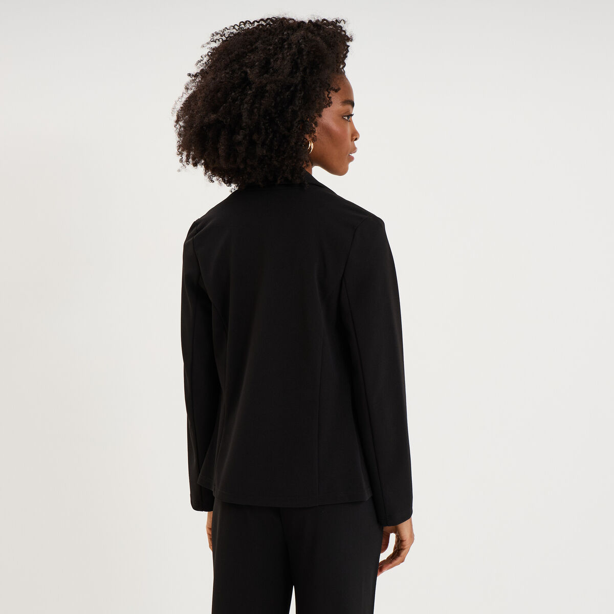 Blazer poches zipp&eacute;es manches longues noir femme