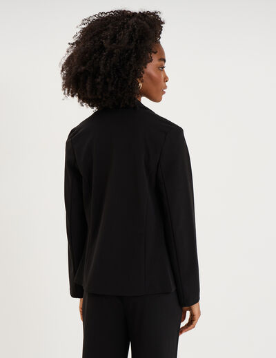 Blazer poches zipp&eacute;es manches longues noir femme