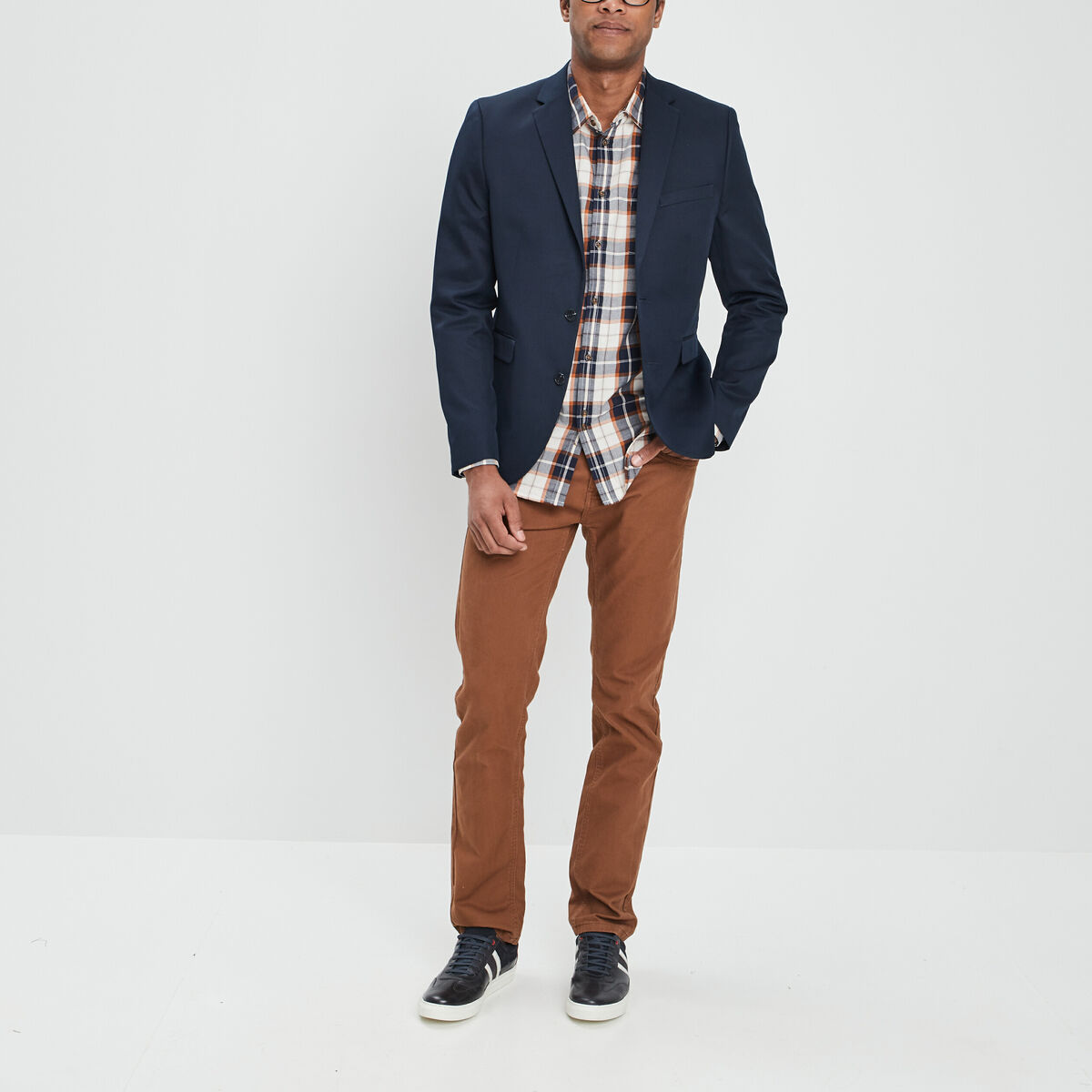Chemise droite manches retroussées camel homme