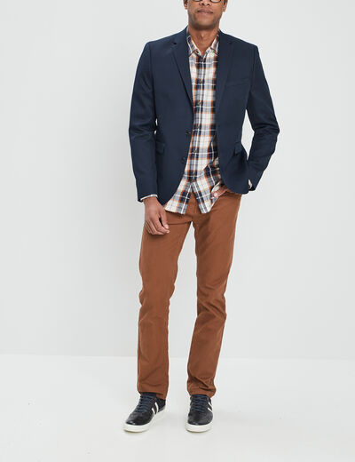 Chemise droite manches retroussées camel homme