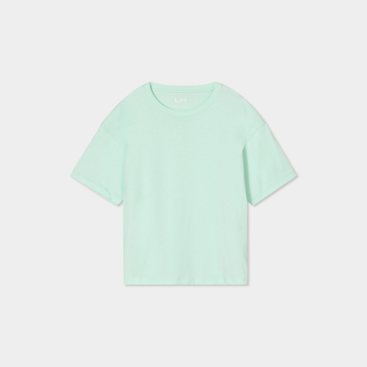T-shirt col rond manches courtes coton vert clair fille