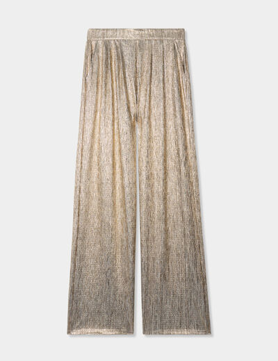 Pantalon fluide large jaune or femme