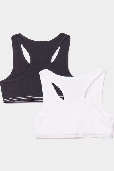 Lot 2 brassières effet côtelé noir fille