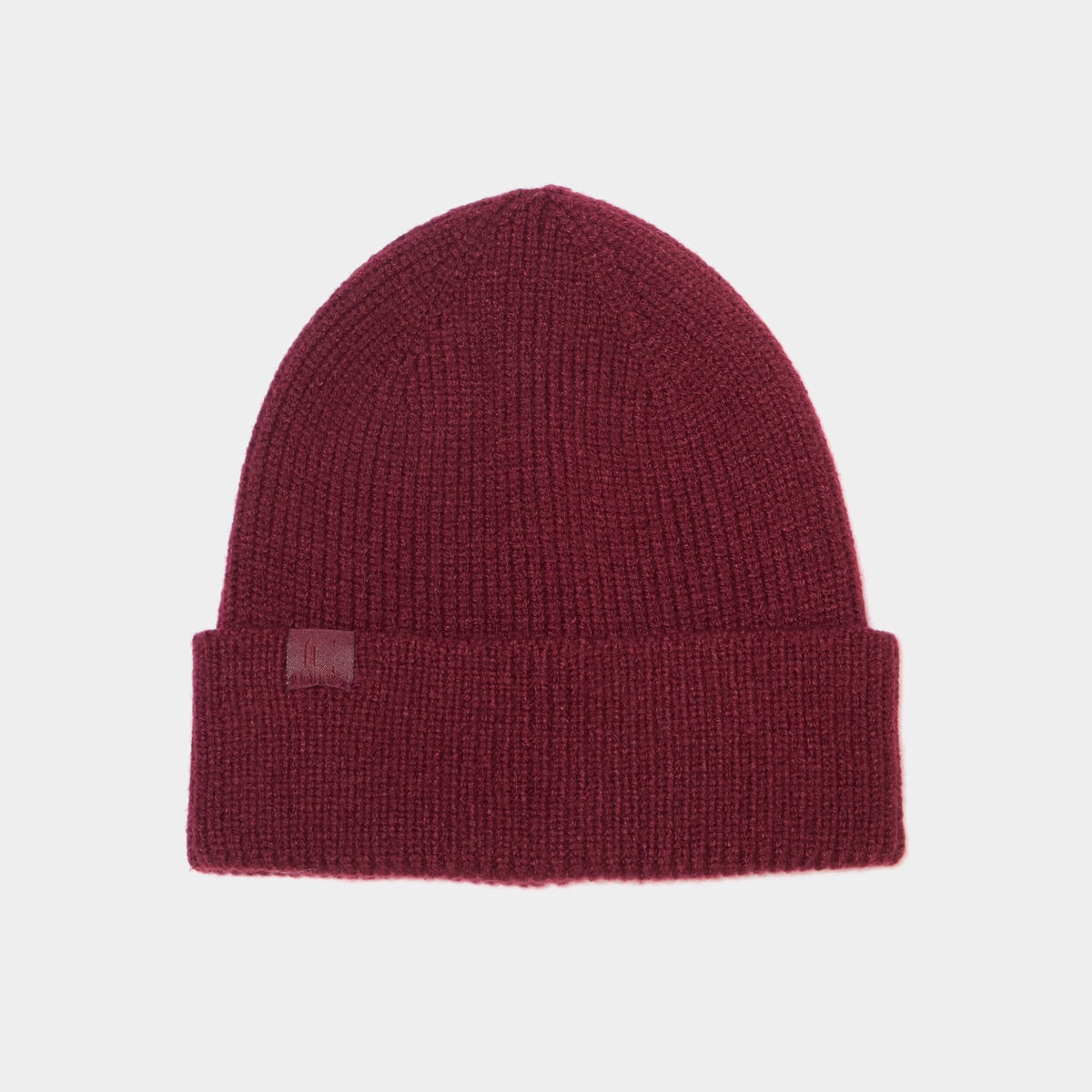Bonnet tricot&eacute; avec bord &agrave; revers bordeaux femme