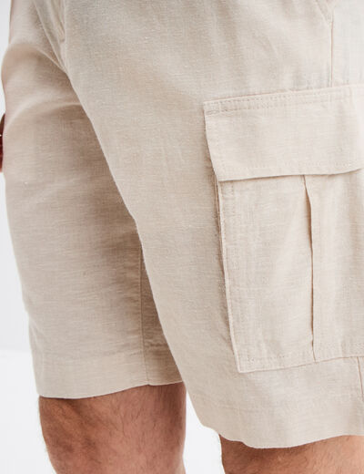 Bermuda cargo en lin mélangé gris clair homme