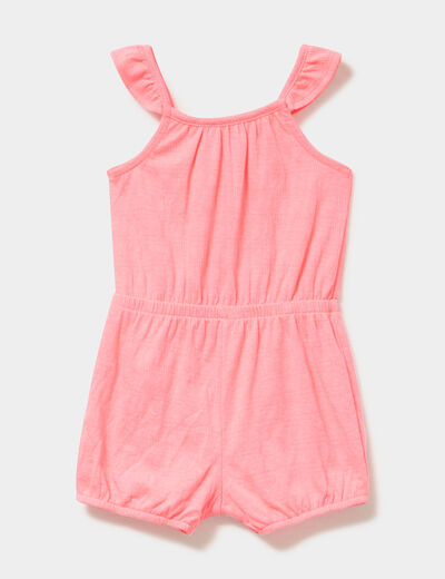 Combishort taille ajustable rose fluo b&eacute;b&eacute; fille