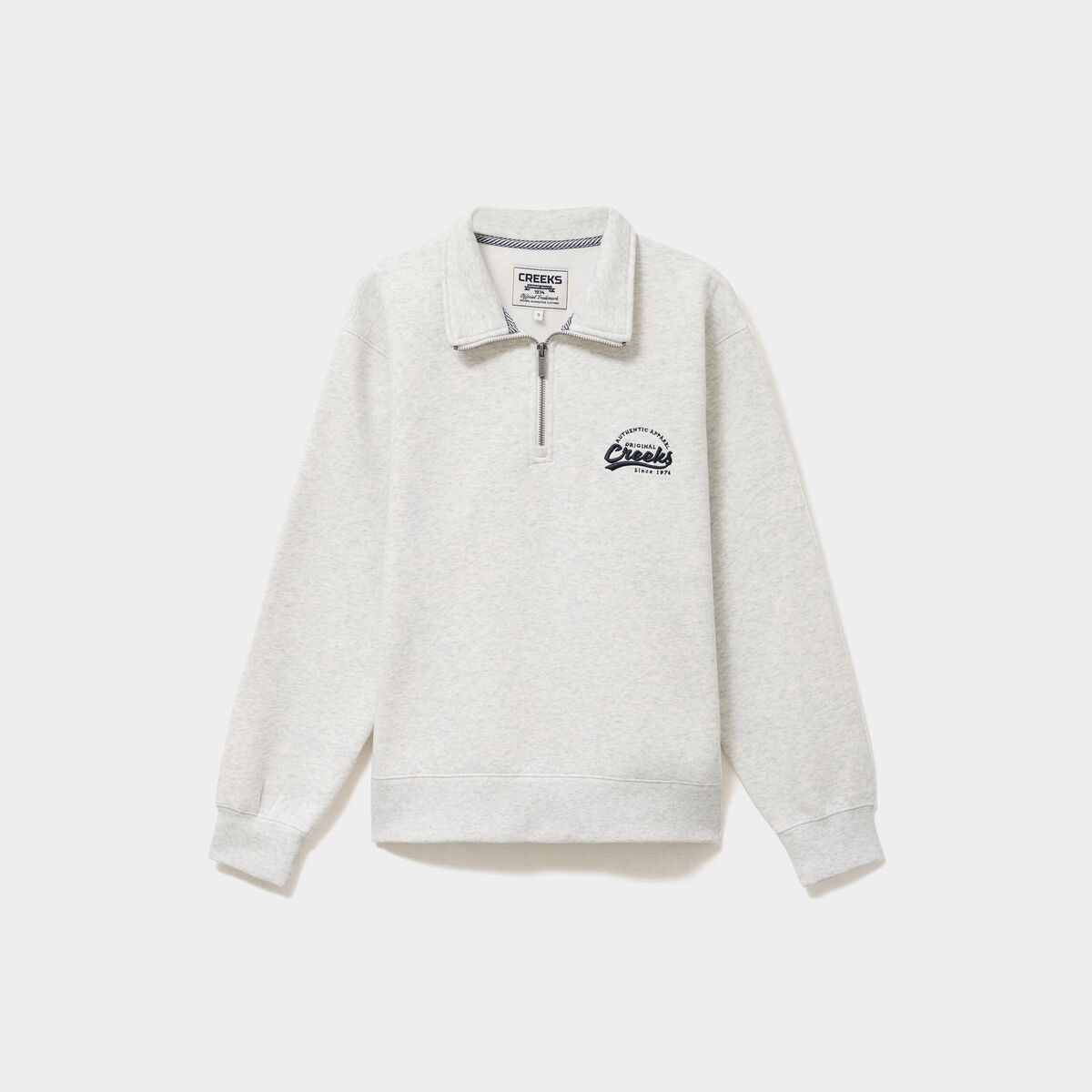 Sweat col camionneur zipp&eacute; gris clair femme