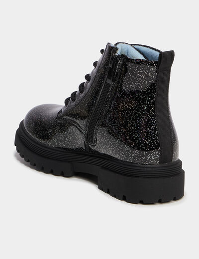 Boots &agrave; paillettes Stitch noir fille