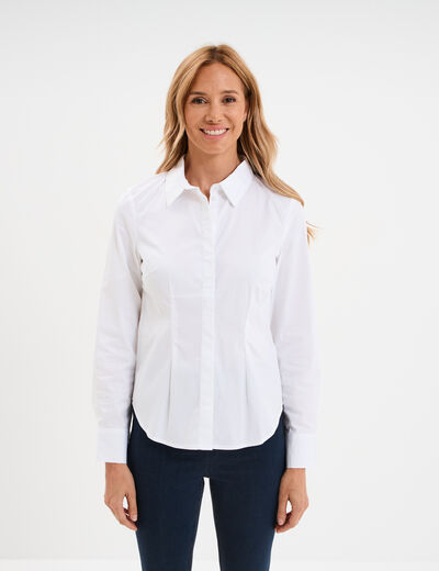 Chemise cintrée manches longues blanc femme