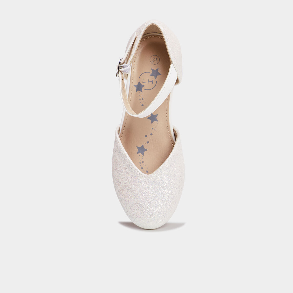 Babies c&eacute;r&eacute;monie &agrave; talons paillettes blanc fille