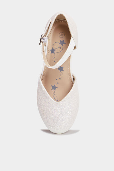 Babies c&eacute;r&eacute;monie &agrave; talons paillettes blanc fille