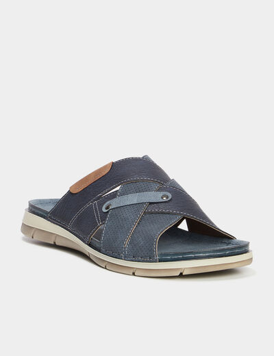 Mules brides croisées bleu homme