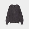 Pull col rond manches ballons gris foncé femme