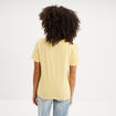 T-shirt col rond manches courtes coton jaune pastel femme