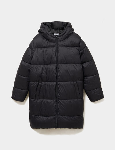 Doudoune longue &agrave; capuche noir femme grande taille