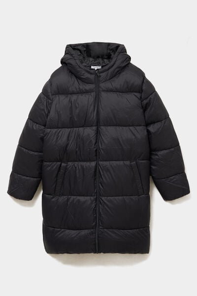 Doudoune longue &agrave; capuche noir femme grande taille