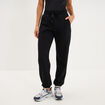 Pantalon jogging droit molleton noir femme
