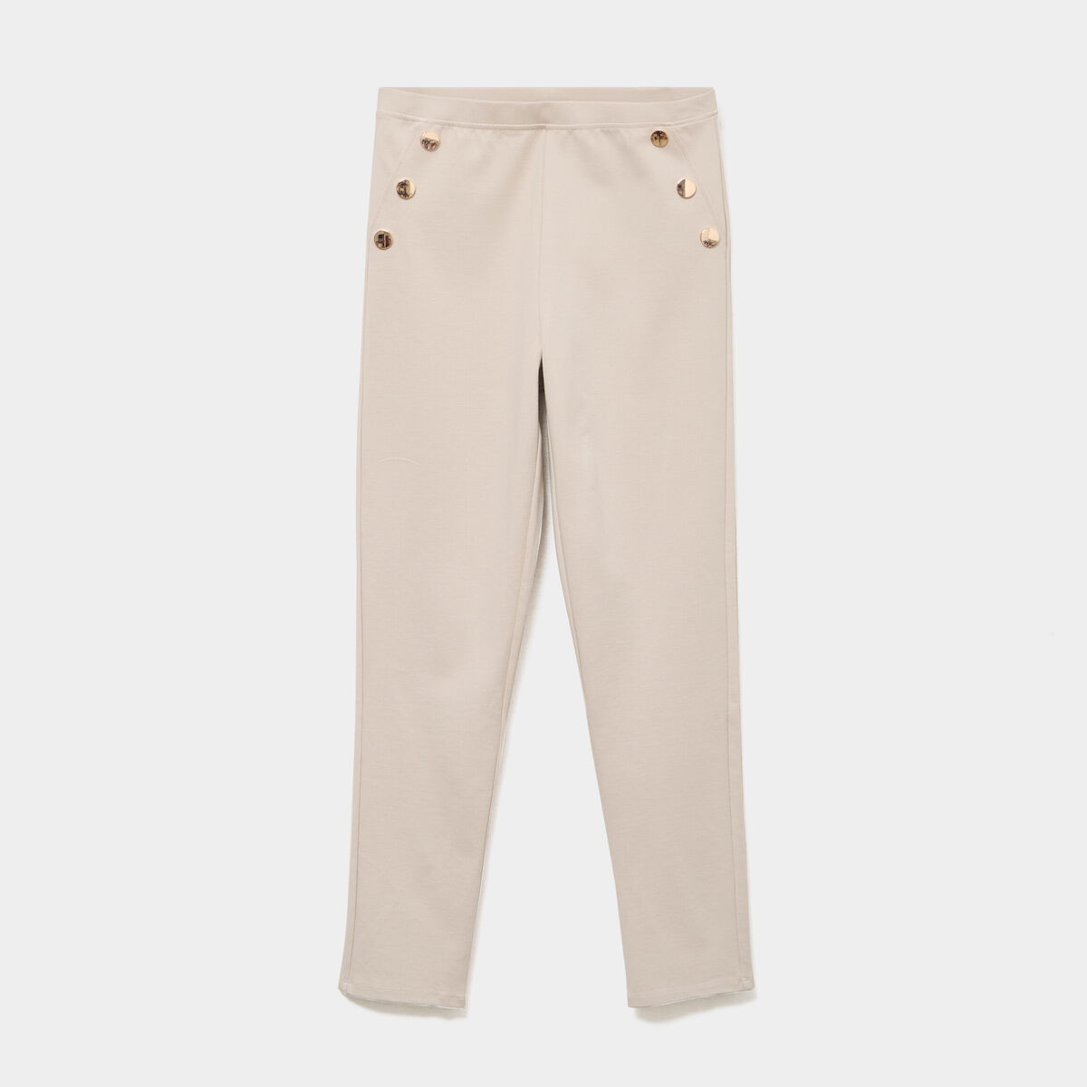 Leggings &agrave; boutons pont beige femme
