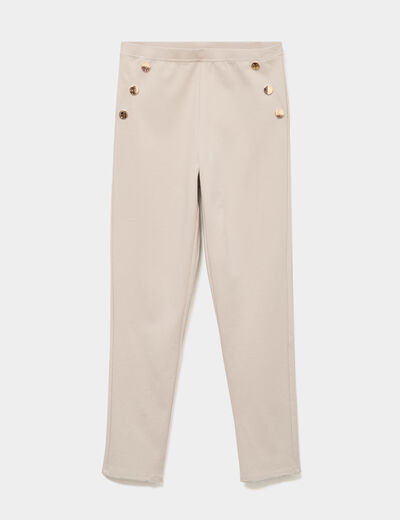 Leggings &agrave; boutons pont beige femme