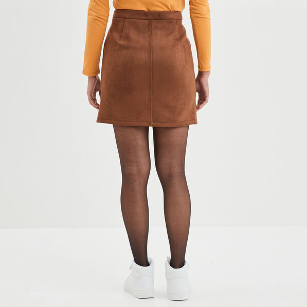 jupe suedine droite courte marron fonce femme Jupe suédine droite courte marron foncé femme