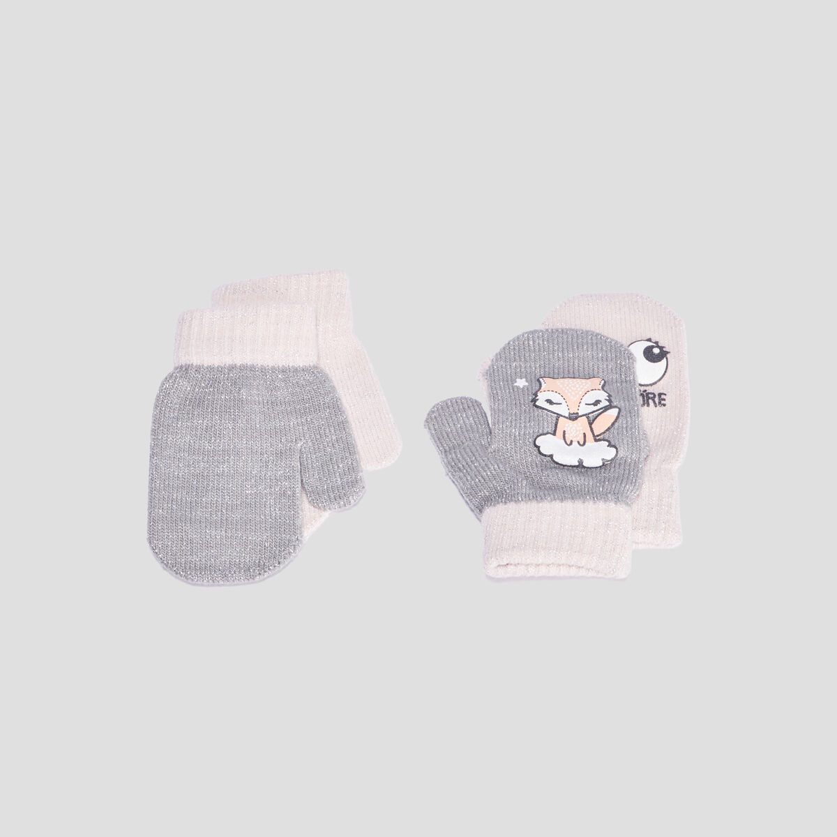 Lot 2 paires moufles multicolore b&eacute;b&eacute; fille