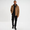 Veste doubl&eacute;e capuche amovible en coton marron clair homme