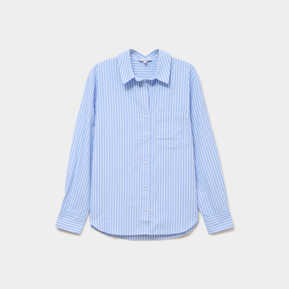 Chemise oversize 1 poche coton bleu femme