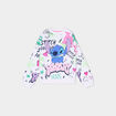 Sweat col rond manches longues Stitch blanc fille