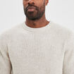 Pull col rond &agrave; manches longues beige homme