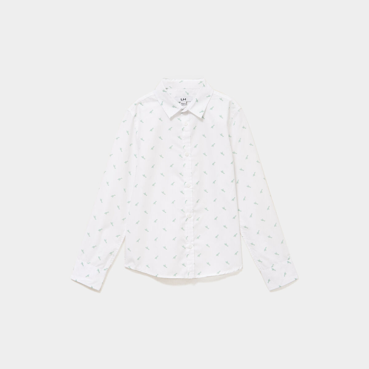 Chemise droite &agrave; manches longues blanc gar&ccedil;on