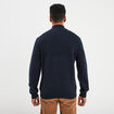 Pull col camionneur zipp&eacute; bleu fonc&eacute; homme