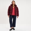 Doudoune &agrave; capuche oversize zipp&eacute;e violet fonc&eacute; femme grande taille