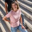 T-shirt oversize col rond coton Creeks rose clair femme