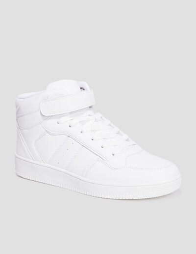 Baskets montantes &agrave; scratchs blanc homme