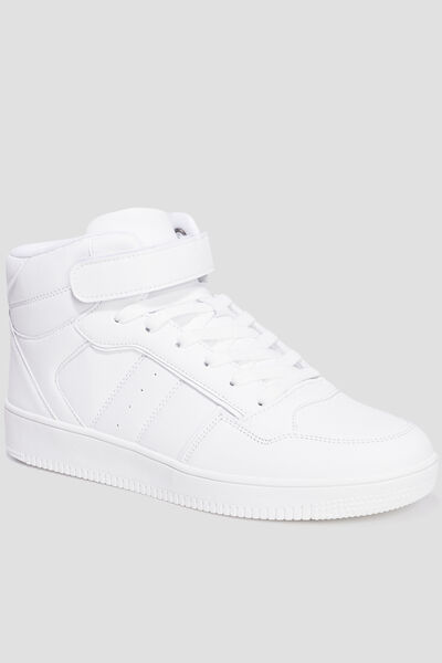 Baskets montantes &agrave; scratchs blanc homme