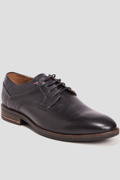 Derbies à lacets en cuir noir homme