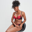 Soutien-gorge push-up micro dentelle rouge femme