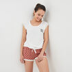 Ensemble pyjama 2 pièces t-shirt à noeud marron femme