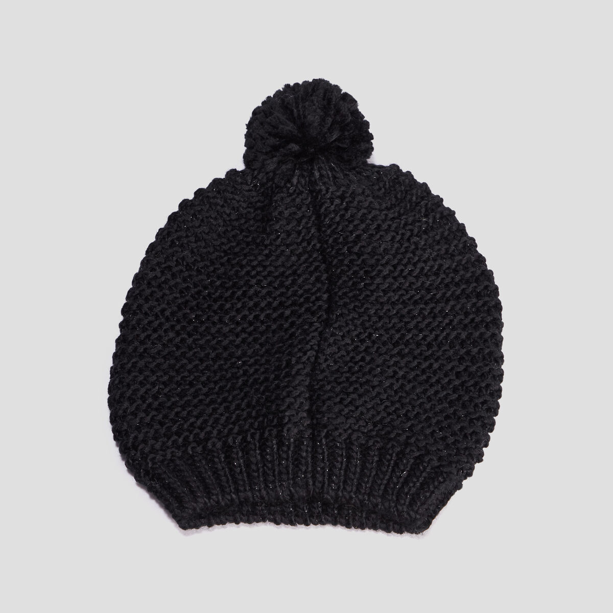 Bonnet à pompons noir femme