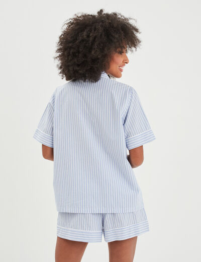 Ensemble pyjama short chemise coton ecru femme