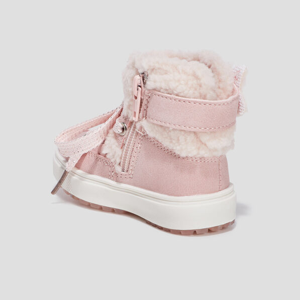 Bottes fourrées bout rond rose bébé fille