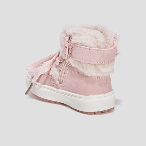bottes fourrees bout rond rose bebef Bottes fourrées bout rond rose bébé fille