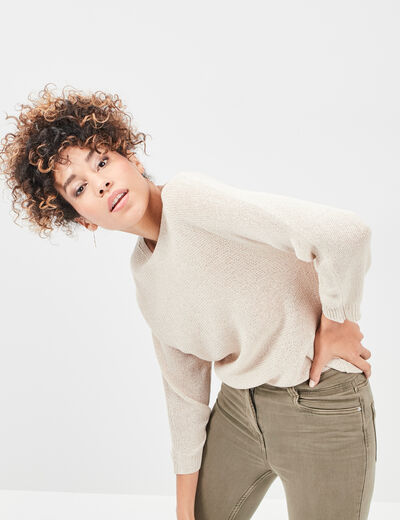 Pull manches longues sable femme
