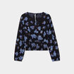 Blouse cache-coeur taille smockée noir femme