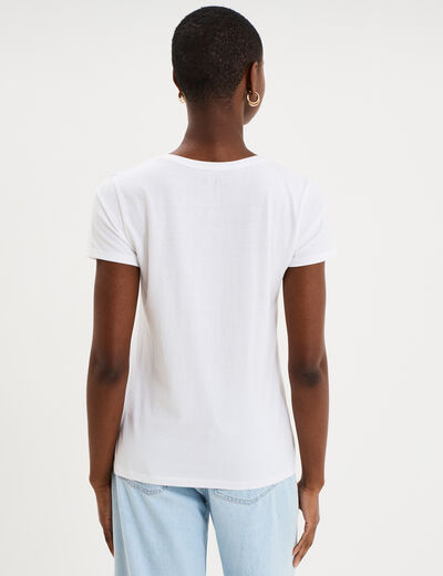 T-shirt manches courtes col rond coton blanc femme