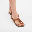 Mules détails perforés en cuir marron femme